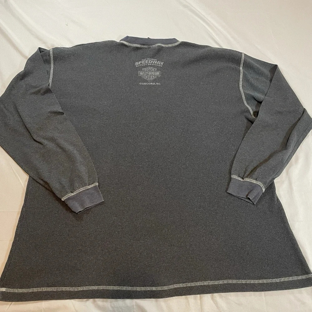 Harley-Davidson Mens 2X Thermal Shirt‎ Gray Waffle Knit Long Sleeve Concord NC